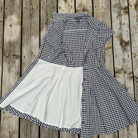 Suzy Shier⎪Gingham black and white check shirt dress - Picture 6 of 9